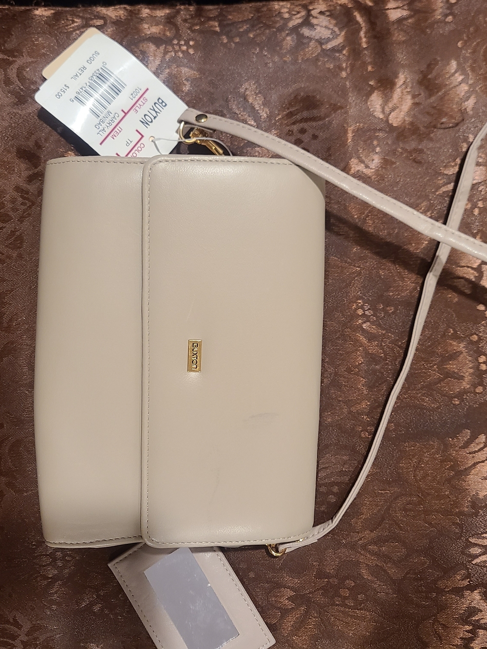 Buxton Cream Crossbody Purse with Gold-Tone Accent